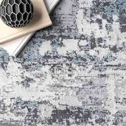 Kirklands Home Gray Modern Abstract Washable Area Rug, 5x8 Hot