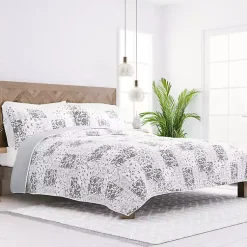 Kirklands Home Gray Patchwork Reversible 3-pc. Queen Quilt Set Clearance
