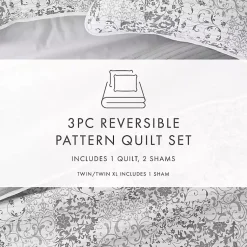 Kirklands Home Gray Patchwork Reversible 3-pc. Queen Quilt Set Clearance