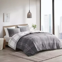 Kirklands Home Gray Plaid Dayton 3-pc. King Comforter Set Discount
