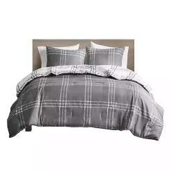 Kirklands Home Gray Plaid Dayton 3-pc. King Comforter Set Discount
