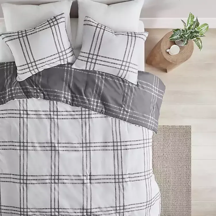 Kirklands Home Gray Plaid Dayton 3-pc. King Comforter Set Discount
