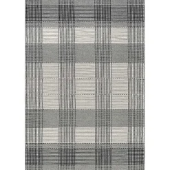 Kirklands Home Plaid Emily Henderson x RugsUSA Area Rug, 4x6 Gray New