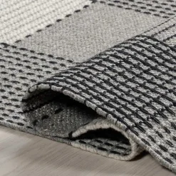 Kirklands Home Plaid Emily Henderson x RugsUSA Area Rug, 4x6 Gray New
