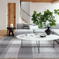 Kirklands Home Plaid Emily Henderson x RugsUSA Area Rug, 3x5 Gray Outlet