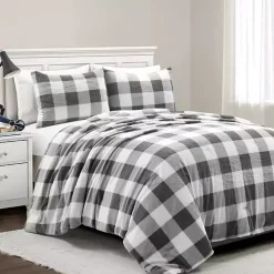 Kirklands Home Gray Plaid Faux Fur 3-pc. King Comforter Set Sale