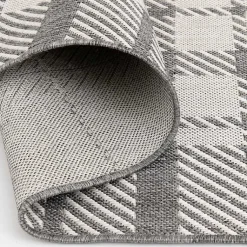 Kirklands Home Priya Plaid Indoor/Outdoor Area Rug, 5x7 Gray Discount