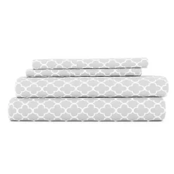 Kirklands Home Quatrefoil 4-pc. Queen Sheet Set Gray Sale