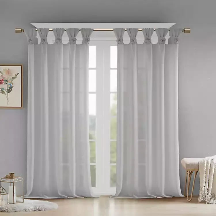 Kirklands Home Gray Rosette Tab Top Curtain Panel, 84 in. Grayr New