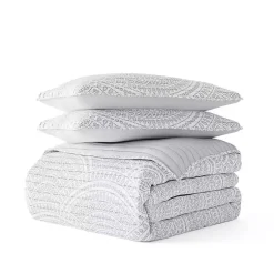 Kirklands Home Gray Scalloped Reversible 3-pc. Queen Quilt Set Discount