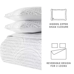 Kirklands Home Gray Scalloped Reversible 3-pc. Queen Quilt Set Discount