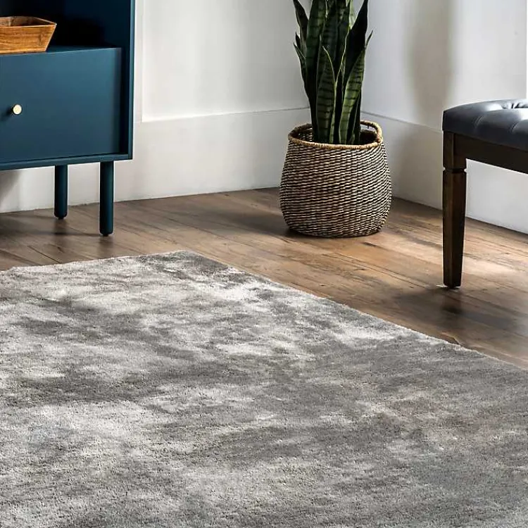 Kirklands Home Shag Washable Area Rug, 5x8 Gray Clearance