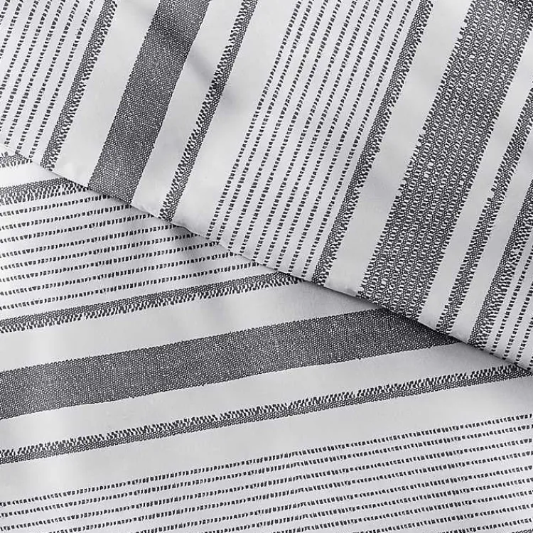 Kirklands Home Gray Soft Striped 3-pc. Queen Duvet Cover Set New