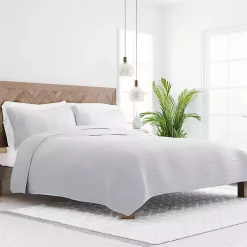 Kirklands Home Stitched Stripes 3-pc. King Quilt Set Gray Hot
