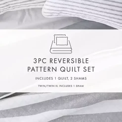Kirklands Home Gray Striped Reversible 2-pc. Twin Quilt Set New