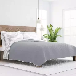 Kirklands Home Gray Striped Reversible 3-pc. King Quilt Set Discount