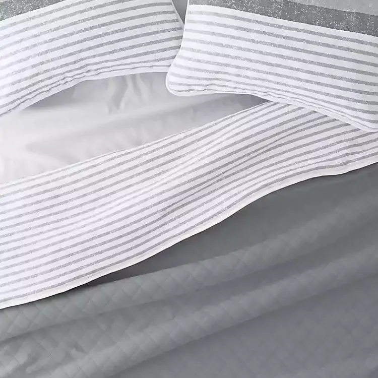 Kirklands Home Gray Striped Reversible 3-pc. King Quilt Set Discount