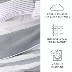 Kirklands Home Gray Striped Reversible 3-pc. King Quilt Set Discount