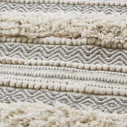 Kirklands Home Tufted Stripes Woven Bath Runner Gray Outlet