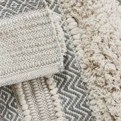 Kirklands Home Tufted Stripes Woven Bath Runner Gray Outlet