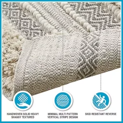 Kirklands Home Tufted Stripes Woven Bath Runner Gray Outlet