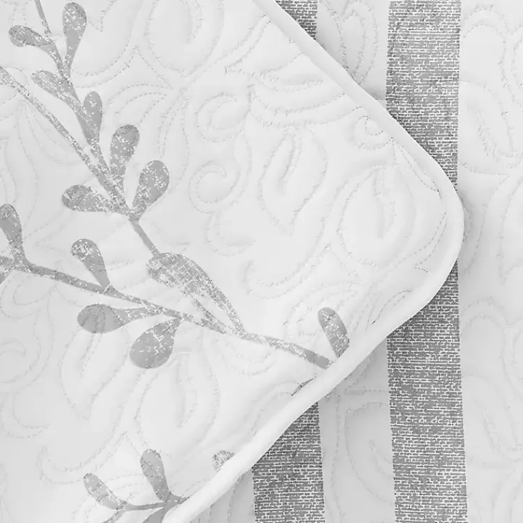 Kirklands Home Gray Vines Reversible 3-pc. King Quilt Set New