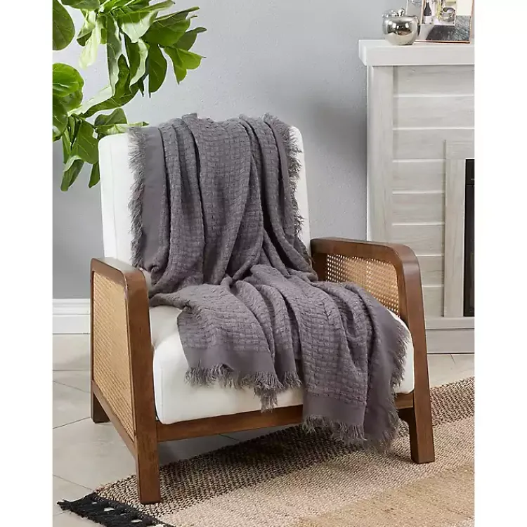Blankets & Throws>Kirklands Home Waffle Weave Throw Blanket Gray