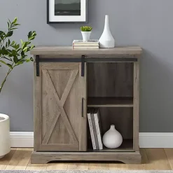 Kirklands Home Wash Sliding Barn Door Cabinet Gray Best