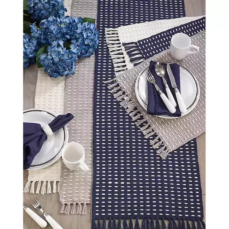 Kirklands Home Woven Dashed Placemats, Set of 4 Gray Hot