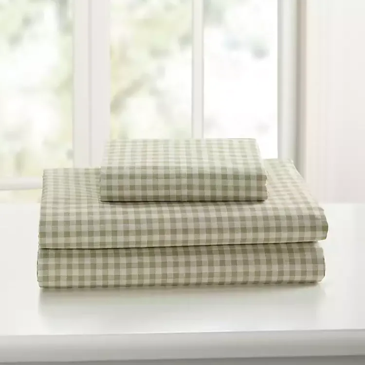 Kirklands Home Gingham 4-pc. Queen Sheet Set Green Discount