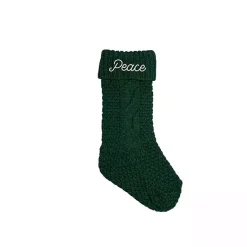 Christmas Stockings & Stocking Holders>Kirklands Home Peace Cable Knit Stocking Green