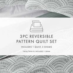 Kirklands Home Green Scalloped Reversible 3-pc. Queen Quilt Set Clearance