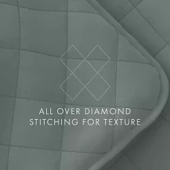Kirklands Home Stitched Diamond 3-pc. Queen Quilt Set Green New