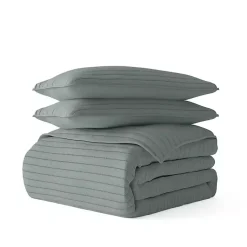 Kirklands Home Stitched Stripes 3-pc. King Quilt Set Green Outlet