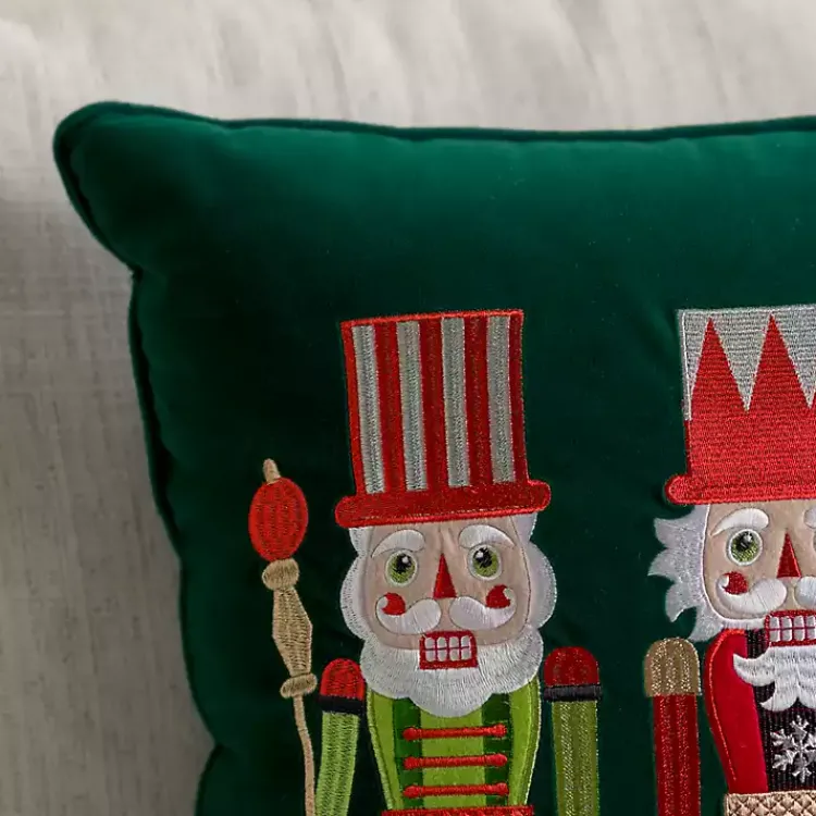 Pillows>Kirklands Home Green Velvet Nutcracker Trio Pillow