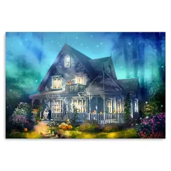 Halloween>Kirklands Home Halloween Mansion Canvas Art Print, 16x24 Blue