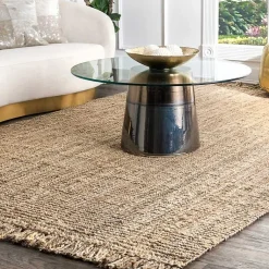 Kirklands Home Hand Woven Chunky Loop Natural Jute Area Rug, 7x9 Tan Discount