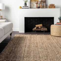Kirklands Home Hand Woven Looped Natural Jute Area Rug, 9x12 Tan Discount