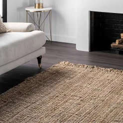 Kirklands Home Hand Woven Looped Natural Jute Area Rug, 9x12 Tan Discount