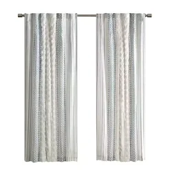 Kirklands Home Imani Chenille Stripe Curtain Panel, 84 in. Blue Sale