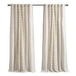 Kirklands Home Imani Cream Chenille Stripe Curtain Panel, 95 in. Ivory Hot
