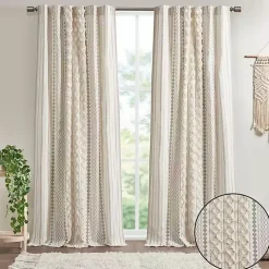 Kirklands Home Imani Cream Chenille Stripe Curtain Panel, 95 in. Ivory Hot