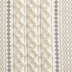Kirklands Home Imani Cream Chenille Stripe Curtain Panel, 95 in. Ivory Hot