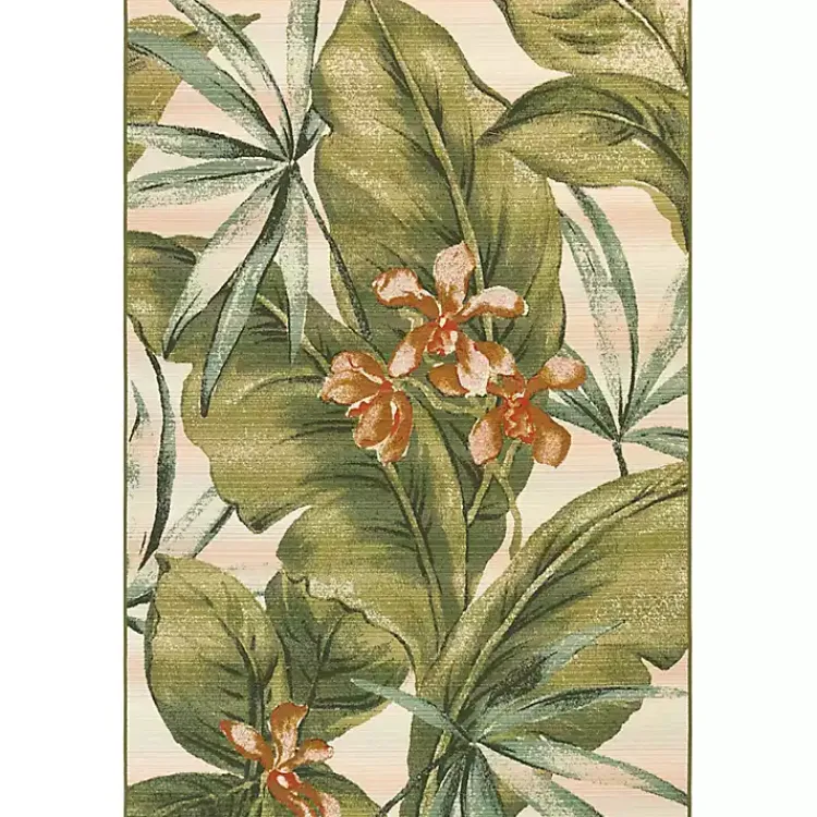 Kirklands Home Island Leaf Outdoor Rug, 4x7 Multi Clearance