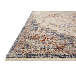 Kirklands Home Ivory and Blue Bergamo Area Rug, 6x9