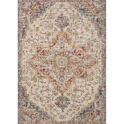 Kirklands Home Ivory and Blue Bergamo Area Rug, 7x10 Outlet