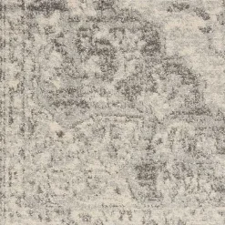 Kirklands Home Ivory and Gray Oushak Medallion Area Rug, 7x10
