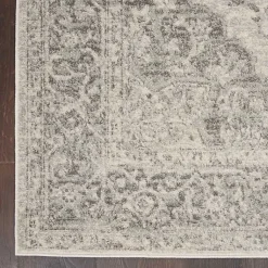 Kirklands Home Ivory and Gray Oushak Medallion Area Rug, 8x10 New