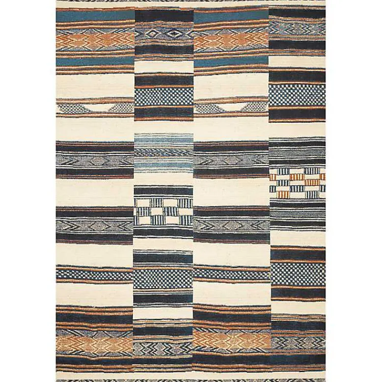 Kirklands Home Ivory and colored Tribal Outdoor Rug, 7x11 Multi New