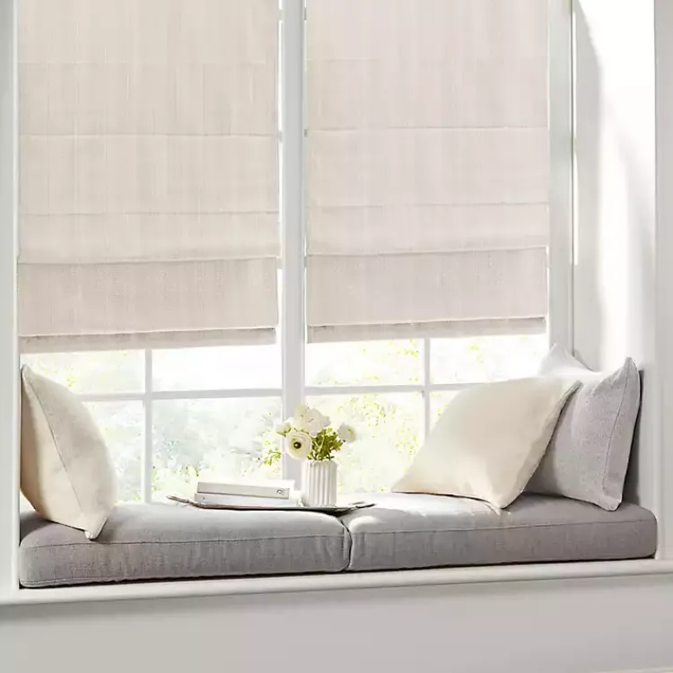 Kirklands Home Basketweave Cordless Roman Shade, 31 in. Ivory Clearance